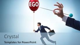  Presentation with concept - Presentation design consisting of businessman-in-excessive-ego-concept background and a light blue colored foreground