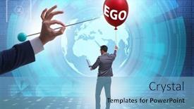  Presentation with concept - Presentation theme enhanced with businessman-in-excessive-ego-concept background and a light blue colored foreground