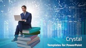  Presentation with distance learning - Beautiful presentation theme featuring businessman in executive distance learning concept backdrop and a teal colored foreground