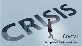  Presentation with financial crisis - Colorful presentation theme enhanced with businessman in financial crisis business backdrop and a light blue colored foreground