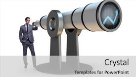  Presentation with financial planning - Slide set enhanced with businessman in financial planning business background and a  colored foreground