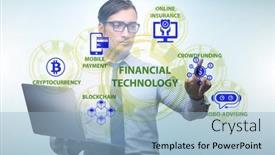  Presentation with fintech financial technology - Presentation theme having businessman-in-financial-technology-fintech background and a light blue colored foreground