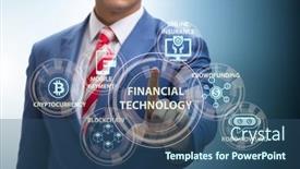  Presentation with fintech financial technology - Presentation having businessman-in-financial-technology-fintech background and a ocean colored foreground