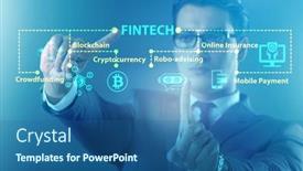  Presentation with fintech financial technology - Theme consisting of businessman-in-financial-technology-fintech background and a ocean colored foreground