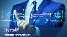  Presentation with fintech financial technology - Presentation theme having businessman-in-financial-technology-fintech background and a ocean colored foreground