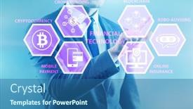  Presentation with fintech financial technology - Colorful PPT layouts enhanced with businessman-in-financial-technology-fintech backdrop and a ocean colored foreground