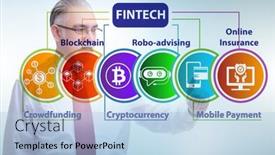  Presentation with fintech financial technology - PPT theme enhanced with businessman-in-financial-technology-fintech background and a light blue colored foreground