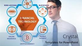  Presentation with fintech - Slide deck having businessman-in-financial-technology-fintech background and a light blue colored foreground