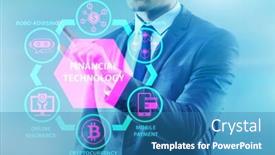  Presentation with fintech financial technology - Cool new PPT theme with businessman-in-financial-technology-fintech backdrop and a teal colored foreground