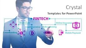  Presentation with fintech financial technology - PPT theme with businessman-in-financial-technology-fintech background and a white colored foreground