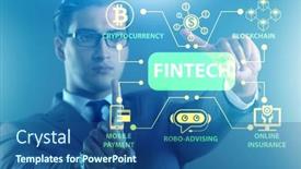  Presentation with fintech financial technology - Presentation theme consisting of businessman-in-financial-technology-fintech background and a ocean colored foreground