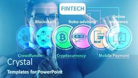  Presentation with fintech financial technology - Presentation theme consisting of businessman-in-financial-technology-fintech background and a ocean colored foreground