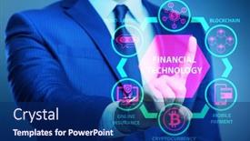 Presentation with fintech financial technology - Audience pleasing theme consisting of businessman-in-financial-technology-fintech backdrop and a navy blue colored foreground