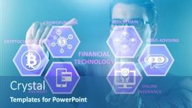  Presentation with fintech financial technology - PPT layouts enhanced with businessman-in-financial-technology-fintech background and a ocean colored foreground