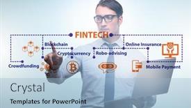  Presentation with fintech financial technology - Slide deck featuring businessman-in-financial-technology-fintech background and a light blue colored foreground