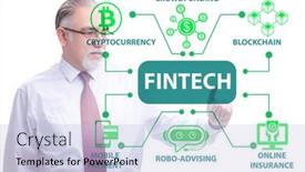  Presentation with fintech financial technology - Colorful presentation theme enhanced with businessman-in-financial-technology-fintech backdrop and a lemonade colored foreground