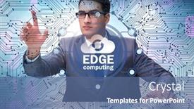  Presentation with fog computing - Slides consisting of businessman in fog and edge cloud computing concept background and a ocean colored foreground