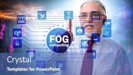  Presentation with fog computing - Beautiful theme featuring businessman-in-fog-and-edge backdrop and a teal colored foreground