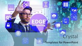  Presentation with fog computing - Slide deck featuring businessman-in-fog-and-edge background and a light blue colored foreground