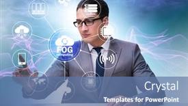  Presentation with fog computing - PPT theme enhanced with businessman-in-fog-and-edge background and a ocean colored foreground