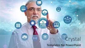  Presentation with fog computing - Theme with businessman-in-fog-and-edge background and a light blue colored foreground