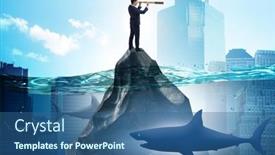  Presentation with forecasting - Slide deck enhanced with businessman-in-forecasting-and-business background and a ocean colored foreground