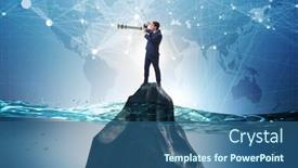  Presentation with forecasting - Amazing PPT theme having businessman-in-forecasting-and-business backdrop and a ocean colored foreground