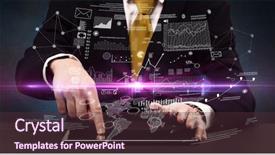  Presentation with formal - Colorful presentation enhanced with businessman in formal attire typing backdrop and a  colored foreground