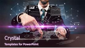  Presentation with formal - Slide deck consisting of businessman in formal attire typing background and a wine colored foreground