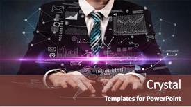  Presentation with formal - Presentation theme featuring businessman in formal attire typing background and a tawny brown colored foreground