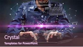  Presentation with formal - Presentation theme featuring businessman in formal attire typing background and a tawny brown colored foreground