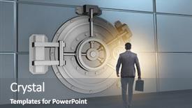  Presentation with vault - Audience pleasing slide set consisting of businessman in front of banking backdrop and a gray colored foreground