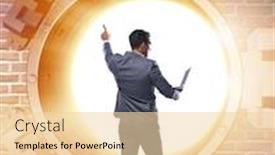  Presentation with vault - Colorful slide set enhanced with businessman in front of banking vault door backdrop and a lemonade colored foreground