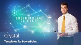  Presentation with cloud technology - Audience pleasing presentation theme consisting of businessman-in-front-of-cloud backdrop and a teal colored foreground