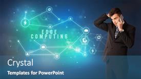  Presentation with cloud technology - Presentation theme enhanced with businessman-in-front-of-cloud background and a teal colored foreground