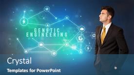  Presentation with genetic - Cool new slides with businessman-in-front-of-cloud backdrop and a teal colored foreground