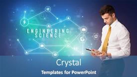  Presentation with cloud technology - Cool new slide deck with businessman-in-front-of-cloud backdrop and a teal colored foreground