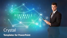  Presentation with cloud technology - Beautiful PPT theme featuring businessman-in-front-of-cloud backdrop and a teal colored foreground