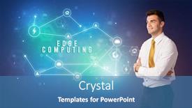  Presentation with cloud technology - Amazing theme having businessman-in-front-of-cloud backdrop and a teal colored foreground