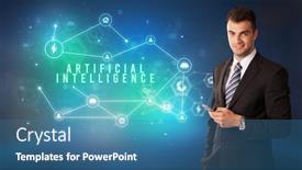  Presentation with cloud technology - Cool new slide set with businessman-in-front-of-cloud backdrop and a teal colored foreground