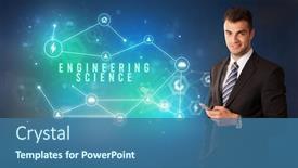  Presentation with cloud technology - Amazing PPT theme having businessman-in-front-of-cloud backdrop and a ocean colored foreground