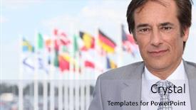  Presentation with flags of the lgbt community - Amazing PPT theme having businessman in front of flags backdrop and a  colored foreground