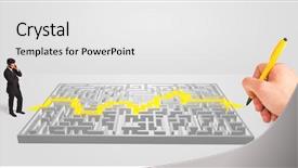  Presentation with maze - Colorful presentation theme enhanced with businessman in front of labyrinth backdrop and a white colored foreground