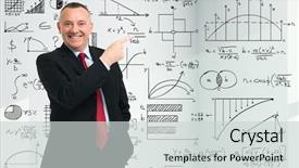  Presentation with math - Presentation design featuring maths finance - businessman in front of math background and a light gray colored foreground