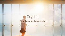  Presentation with challenges - Beautiful slide set featuring businessman-in-front-of-office backdrop and a cream colored foreground