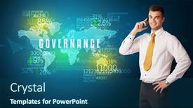  Presentation with governance - PPT theme having businessman-in-front background and a ocean colored foreground