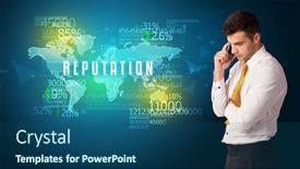  Presentation with reputation - Amazing PPT theme having businessman-in-front backdrop and a ocean colored foreground
