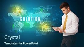  Presentation with decision - Audience pleasing theme consisting of businessman-in-front backdrop and a ocean colored foreground