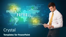  Presentation with payroll - Audience pleasing theme consisting of businessman-in-front backdrop and a ocean colored foreground