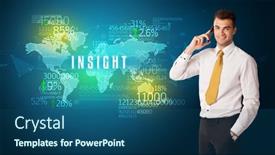  Presentation with decision - Slide set enhanced with businessman-in-front background and a ocean colored foreground